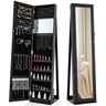 Standing Lockable Jewelry Storage Organizer with Full-Length Mirror - Black
