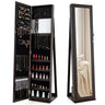 Standing Lockable Jewelry Storage Organizer with Full-Length Mirror - Coffee Color