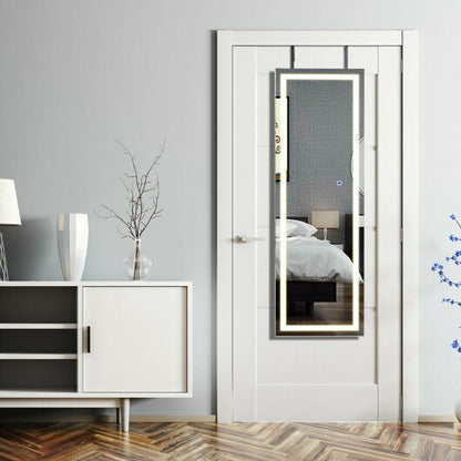 Mirrored Jewelry Armoire with Full-Length Mirror and LED Lights – Sleek & Secure Storage Solution