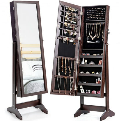 mahogany mirrored jewelry armoire jewelry storage detail