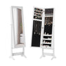 White Mirrored Standing Jewelry Cabinet Storage Box – Elegant & Secure Jewelry Organizer