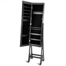 LED Jewelry Cabinet Armoire Organizer with Bevel Edge Mirror – Black