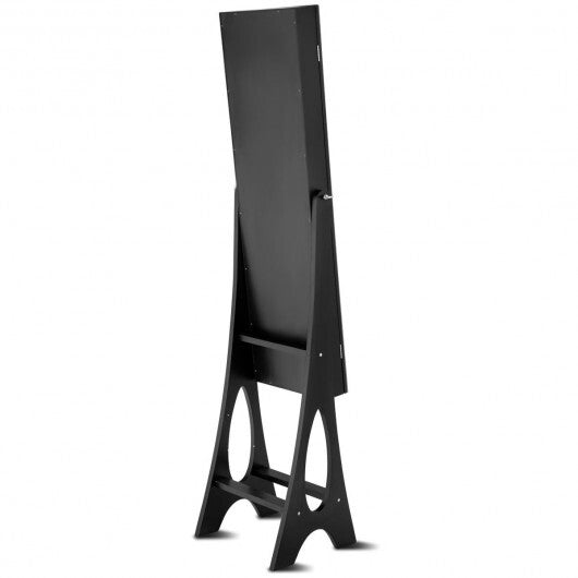 LED Jewelry Cabinet Armoire Organizer with Bevel Edge Mirror – Black
