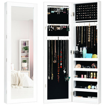Door & Wall Mounted Armoire Jewelry Cabinet with Full-Length Mirror – Space-Saving & Elegant Storage Solution