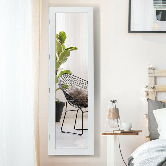 Door & Wall Mounted Armoire Jewelry Cabinet with Full-Length Mirror – Space-Saving & Elegant Storage Solution