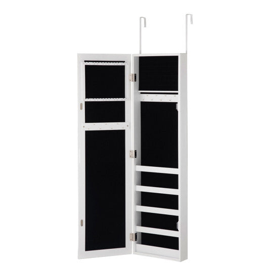 Door & Wall Mounted Armoire Jewelry Cabinet with Full-Length Mirror – Space-Saving & Elegant Storage Solution