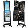 Mirrored Lockable Jewelry Cabinet Armoire Organizer Storage Box-Black - Color: Black