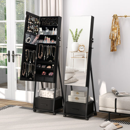 Jewelry Cabinet with Full-Length Mirror – Black