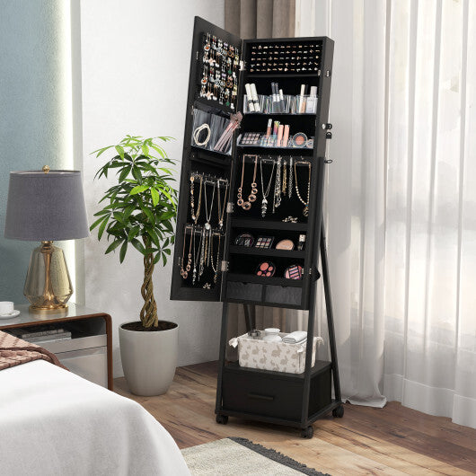 Jewelry Cabinet with Full-Length Mirror – Black