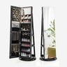 360° Rotating Mirrored Jewelry Cabinet Armoire with 3-Color LED Modes – Lockable – Black