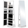 360° Rotating Jewelry Armoire with Full-Length Mirror & Adjustable LED Lights – White