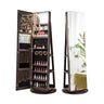 360° Rotating Mirrored Jewelry Cabinet Armoire with 3-Color LED Modes – Lockable – Espresso