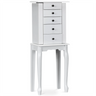 White Standing Jewelry Cabinet Armoire with Full-Length Mirror & Lockable Storage