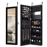 Lockable Wall/Door Mounted Mirror Jewelry Cabinet with LED Lights – Black