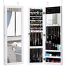 Full-Length Mirror Jewelry Cabinet with Ring Slots and Necklace Hooks – White
