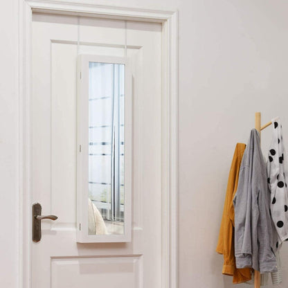 white mirrored jewelry armoire styled in closets view 6