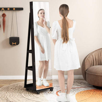 64-Inch Lockable Jewelry Cabinet Armoire with Built-in Makeup Mirror – Elegant & Secure Storage Solution