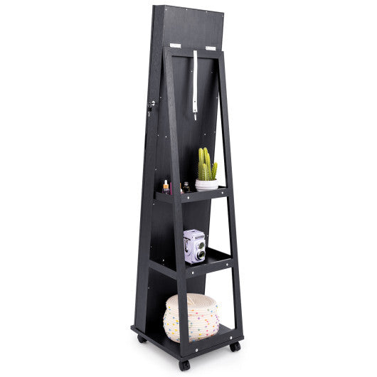 64-Inch Lockable Jewelry Cabinet Armoire with Built-in Makeup Mirror – Elegant & Secure Storage Solution