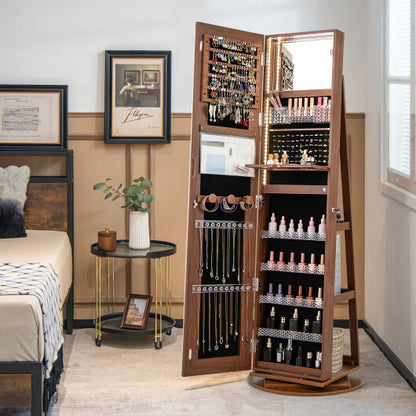 brown mirrored jewelry armoire styled in closets view 4