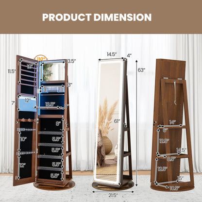 brown mirrored jewelry armoire for dressing areas view 4