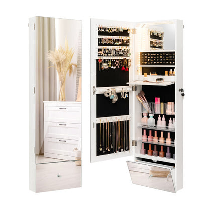 Viva Bijou Wall-Mounted White Jewelry Armoire
