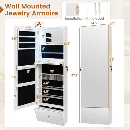 Viva Bijou Wall-Mounted White Jewelry Armoire