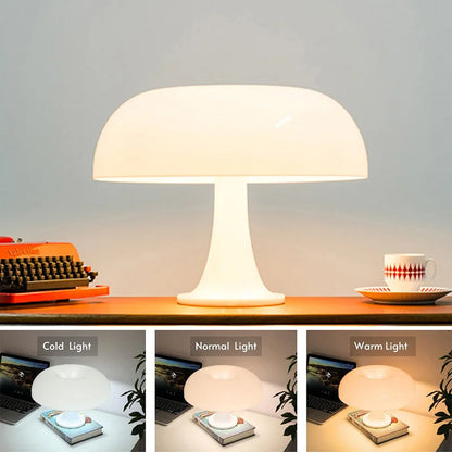 Table lamp on a desk with different light settings shown below.