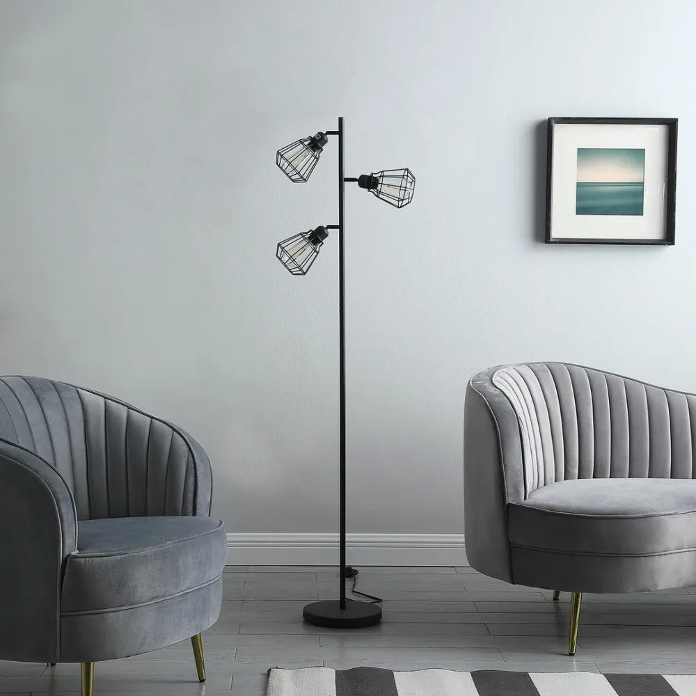 Matte-black farmhouse floor lamp product image