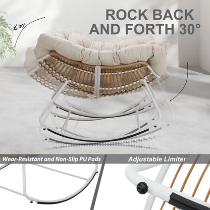 Oversized Wicker Egg Rocking Chair with Cushion | Viva Elite