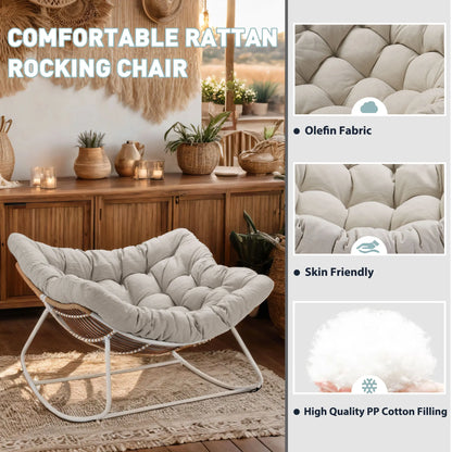 Oversized Wicker Egg Rocking Chair with Cushion | Viva Elite