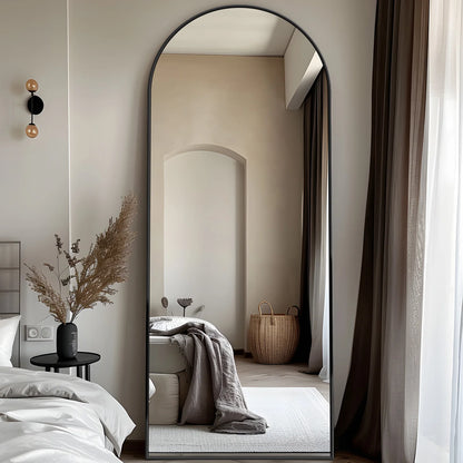 arched full length mirror 58"x19" floor standing & wall mount for small spaces