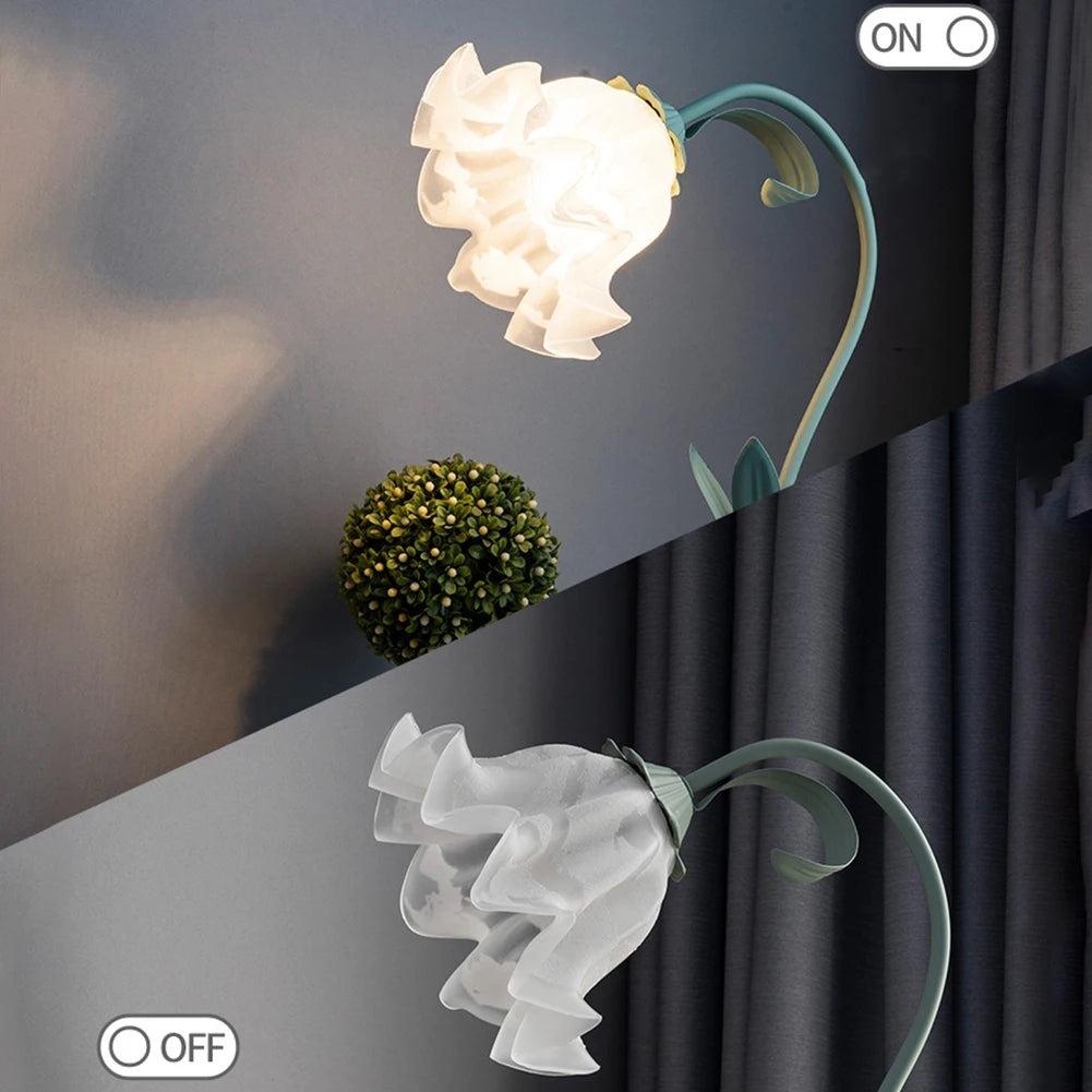 Viva Elite French Pastoral Flower Table Lamp with Frosted Glass