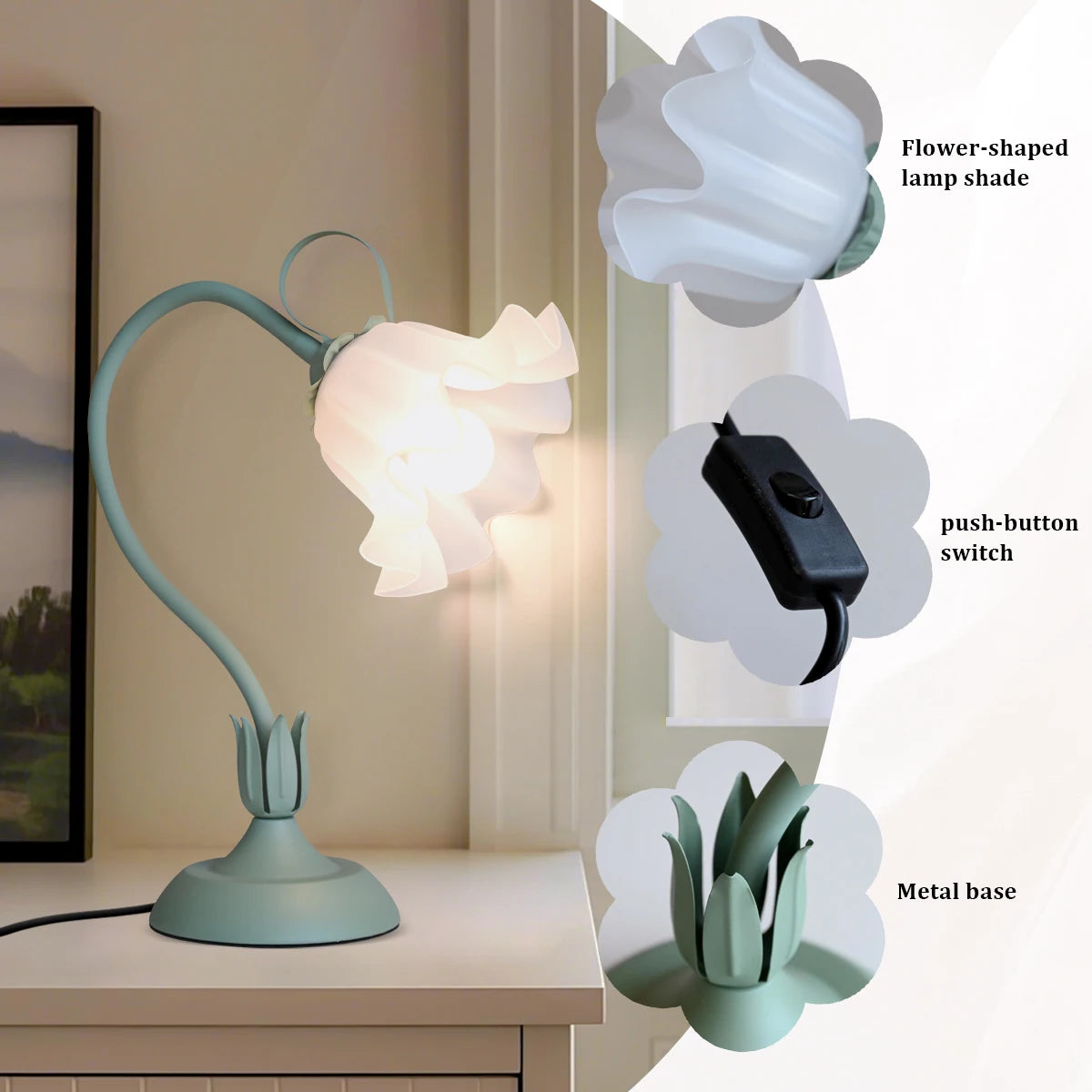 Viva Elite Vintage Flower Lamp with Adjustable Gooseneck