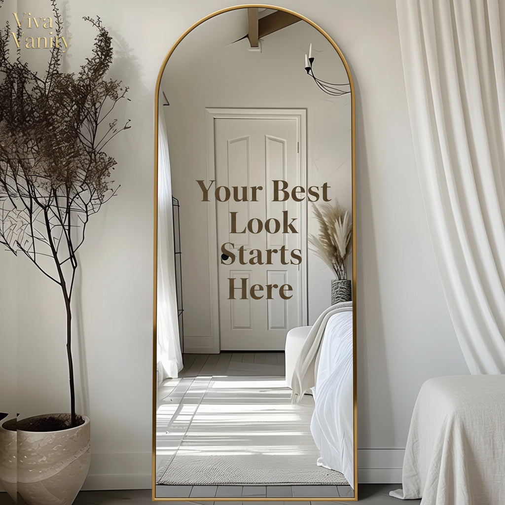 arched full length mirror 58"x19" floor standing & wall mount styled in entryways