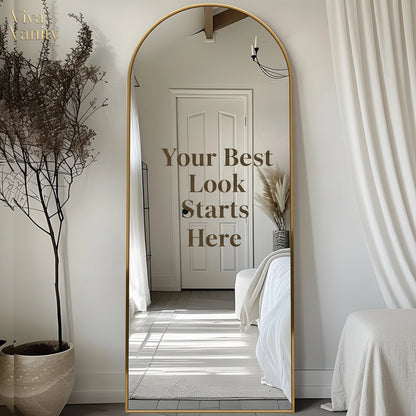 arched full length mirror 58"x19" floor standing & wall mount styled in entryways