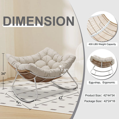 Oversized Wicker Egg Rocking Chair with Cushion | Viva Elite