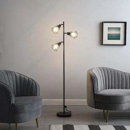 Three-light cage floor lamp alternate product view