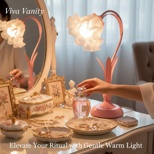 Viva Elite French Pastoral Flower Table Lamp with Frosted Glass