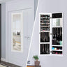 2-in-1 White Wall or Door Mounted Jewelry Organizer with Full-Length Mirror – Lockable Storage Cabinet