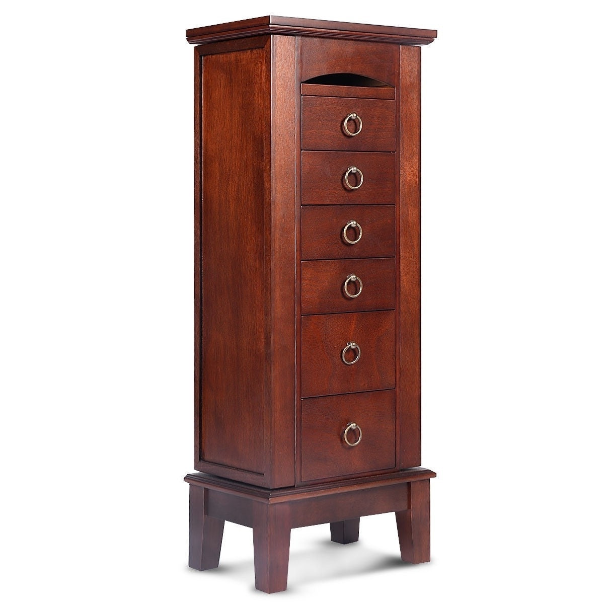 Medium Brown Wood Jewelry Armoire – Elegant Storage Solution for Your Precious Accessories