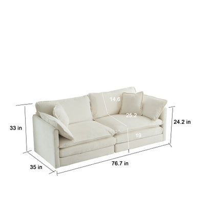 White Upholstered Loveseat Sofa | Viva Aurora