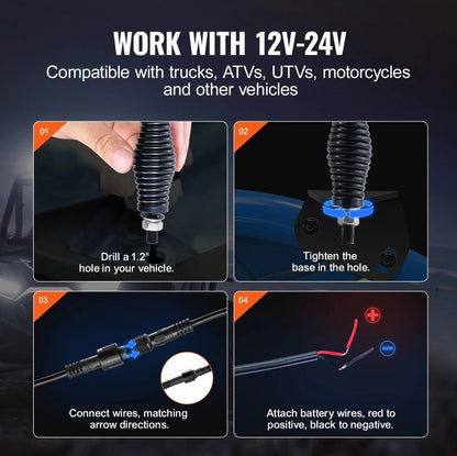 2 Pcs 3FT LED Whip Light with Spring Base – Ultimate RGB Chasing Lights for UTVs, ATVs, and More!