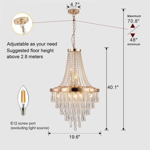 Golden Crystal Chandelier - Luxurious 5-Tier Modern Lighting for Elegant Interiors
