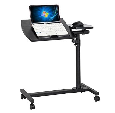 Black four-wheel lifting computer desk