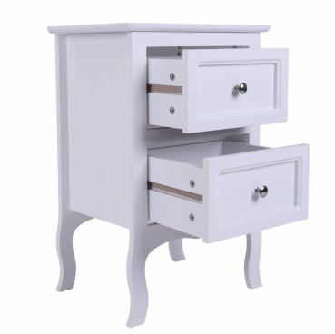 Viva Countryside Elite White Bedside Table – Premium 2-Drawer Farmhouse Nightstand