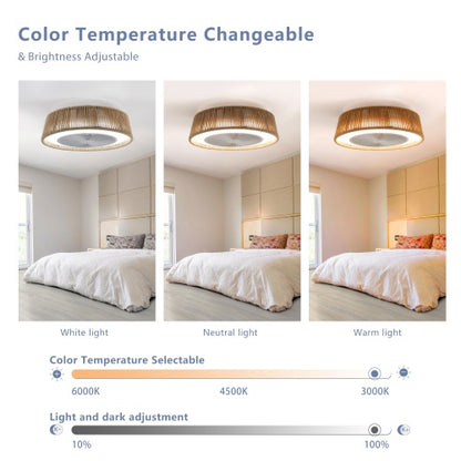 Bohemian Style LED Dimmable Ceiling Light with Built-in Fan & Remote Control