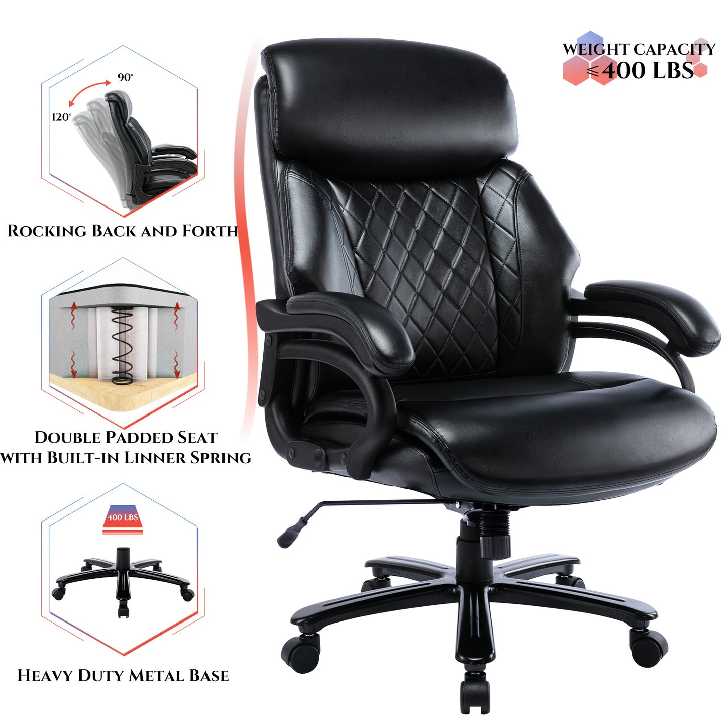Tall Office Chair, 400 Pound Heavy-duty Administrative Desk And Chair