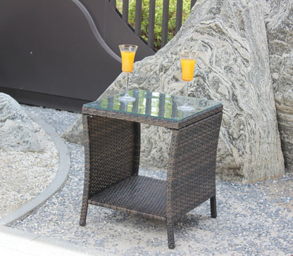 Outdoor Patio Coffee Table with Clear Tempered Glass - Elegant & Weather-Resistant