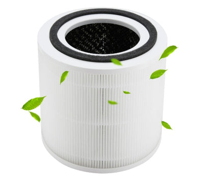 White air filter with black interior on a white background