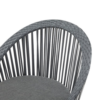 Modern Gray Wicker Lounge Chair | Stylish Rattan & Iron Frame for Indoor & Outdoor Relaxation